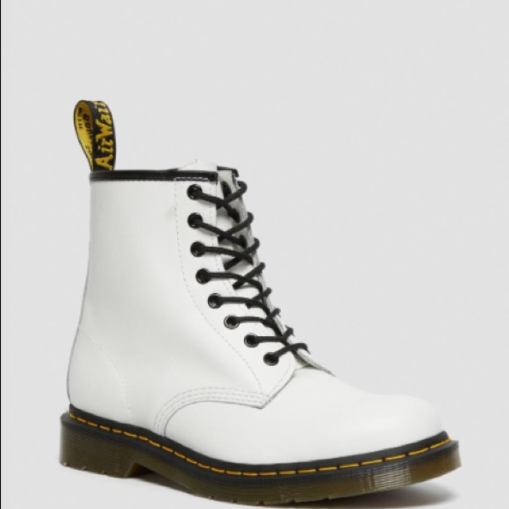 mens or womens white dr martens 1460 smooth leather lace up boots